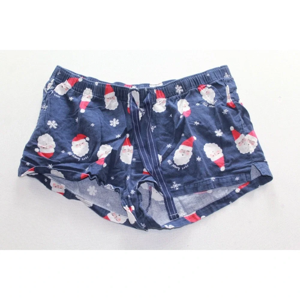 Old Navy 2021 Christmas Boxer Shorts Mens XL Blue Holiday Print Front Fly